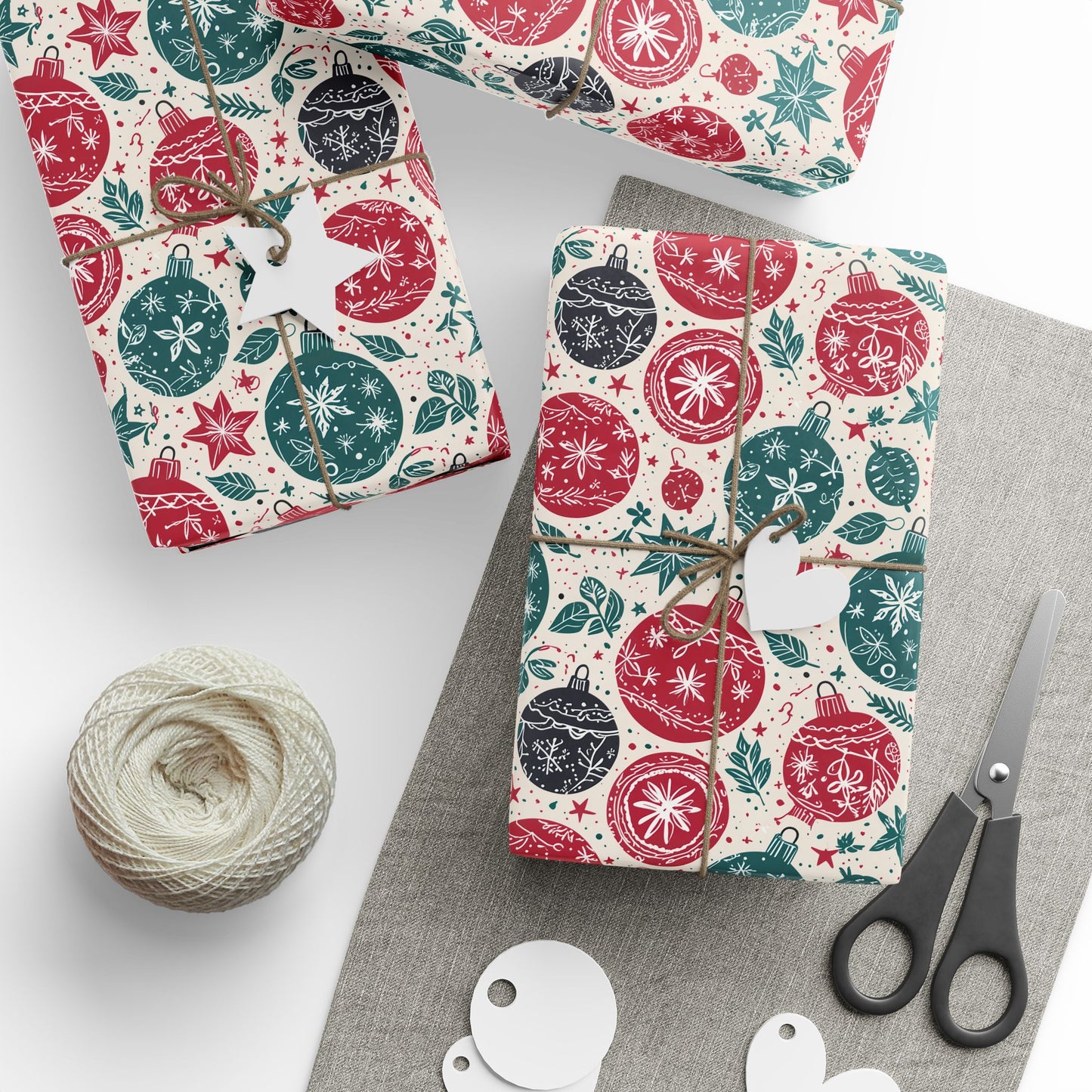 Retro Sprig & Bauble Swing – Mid - Century Modern Christmas Wrapping Paper