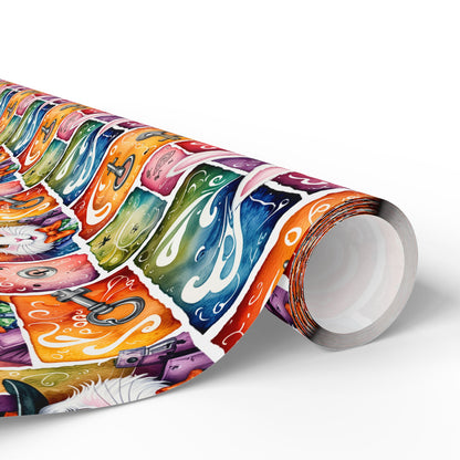 Alice in Wonderland Gift Wrap with Keys & Magic, Whimsical White Rabbit Wrapping Paper