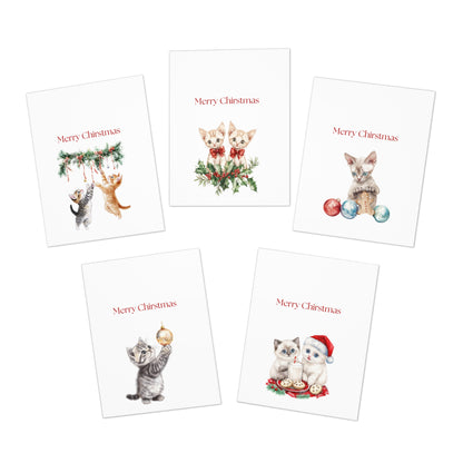 Funny Christmas (Cats - Set 2) Greeting Card Pack | Set of 5 Holiday Cards | Cute & Cheeky Christmas Cards