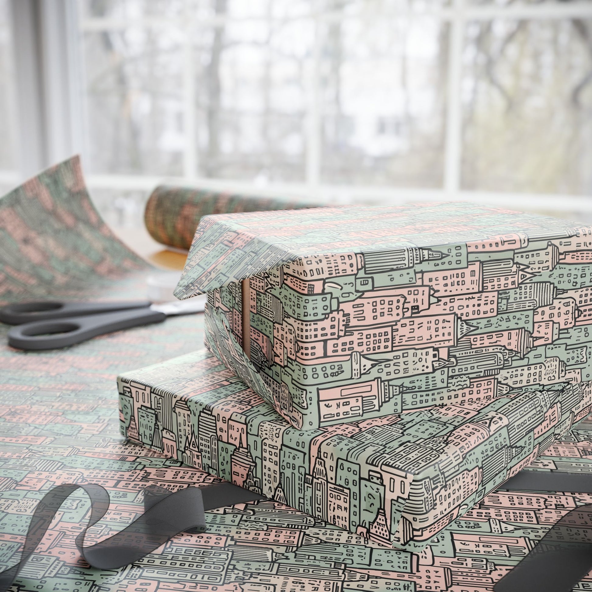 Wrapping Papers - Abstract Pastel Cityscape Gift Wrap