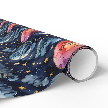 Cosmic Galaxy Wrapping Paper, Astronomical Gift Wrap, Solar System Party Decor, Space Birthday Wrap, Unique Holiday Gift Wrap