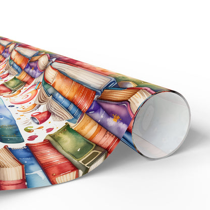 Book Lovers Orange Wrapping Paper