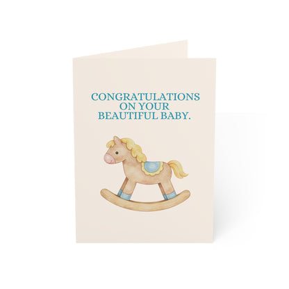 Congratulations on your beautiful baby | hope sitting down isn't too exciting | Greeting Card