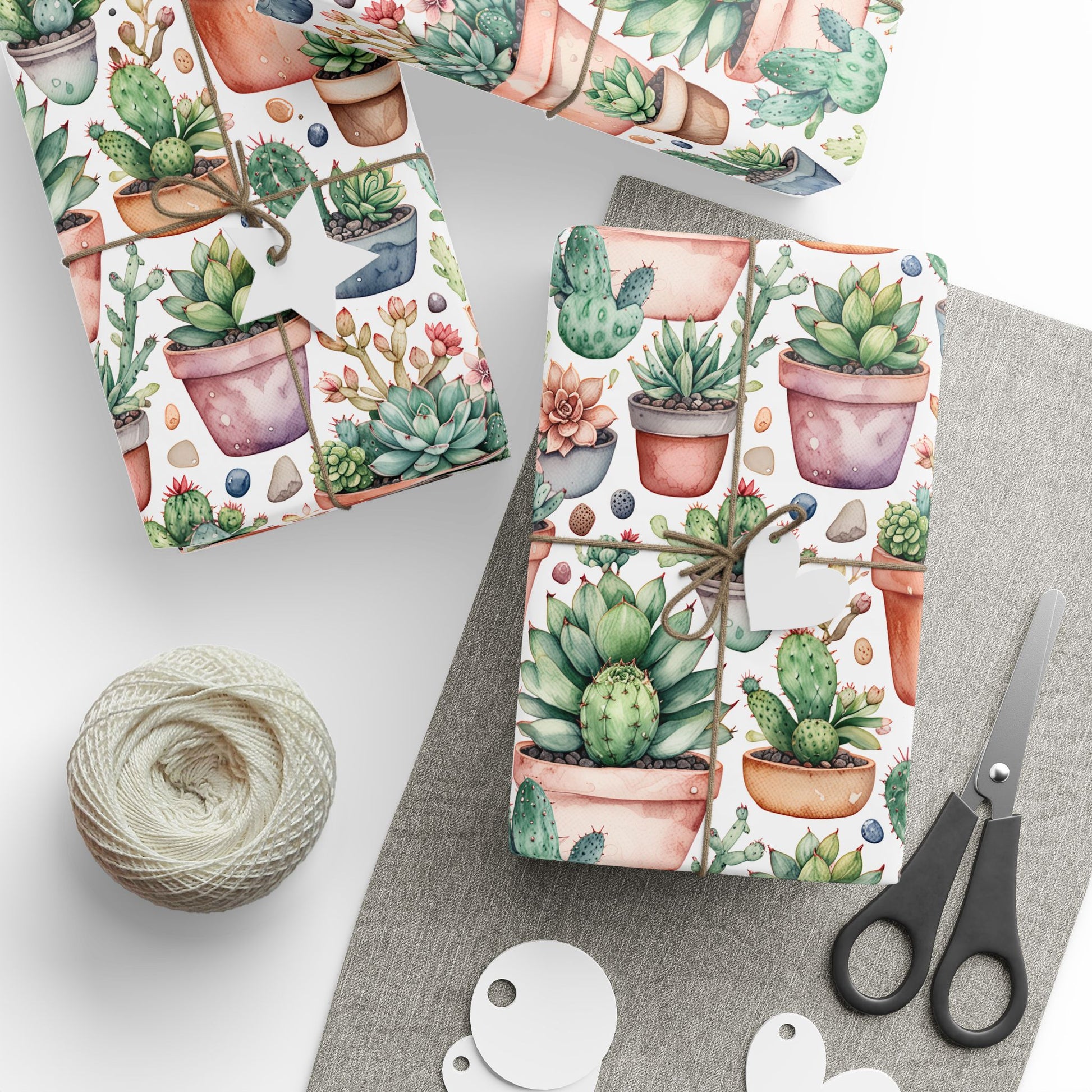wrapping succulents Gift Wrapping Papers with Adorable Succulents 30" x 36" / Matte