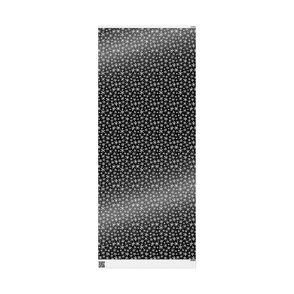 Midnight Flurries – Black & White Snowflake Wrapping Paper