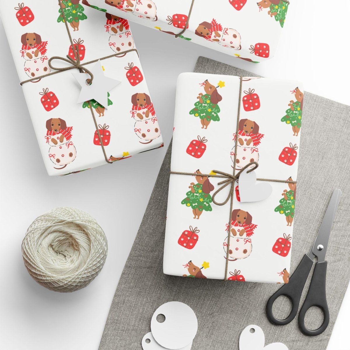 Tree Rex & Snow Pup – Holiday Dachshund Wrapping Paper