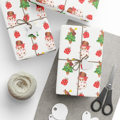 Tree Rex & Snow Pup – Holiday Dachshund Wrapping Paper