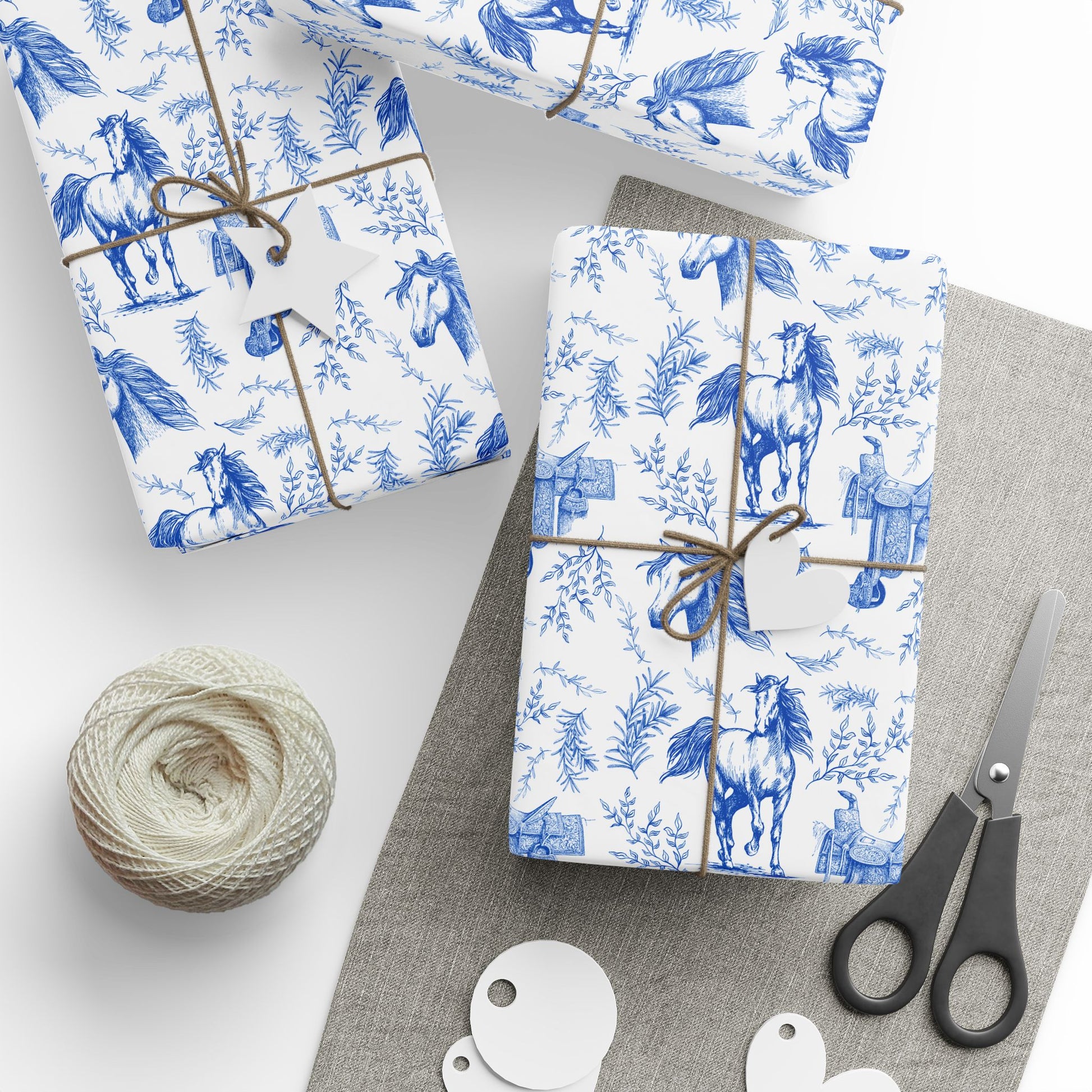 Elegant Horse Toile De Jouy Gift Wrap