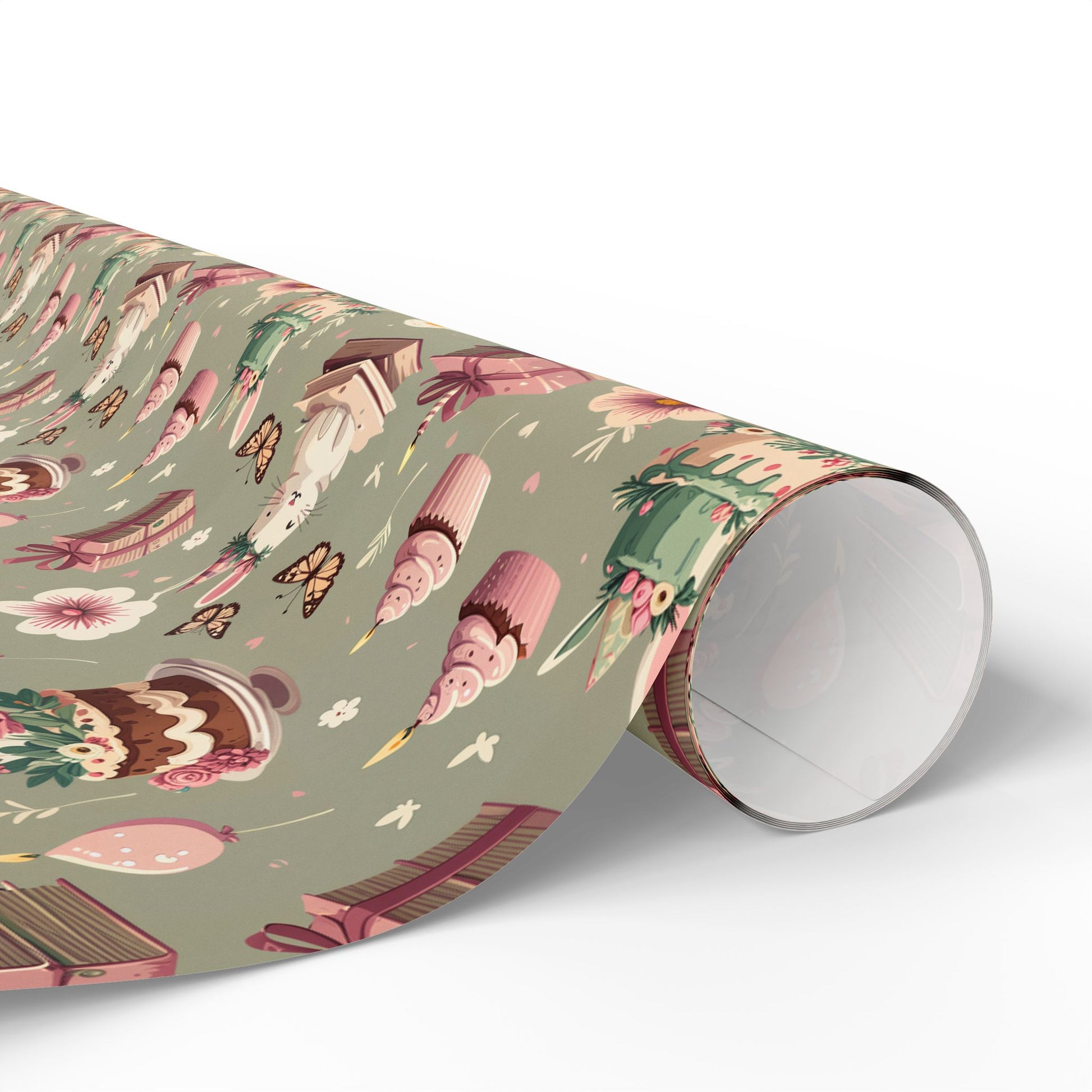 Festive Bunny & Cake Wrapping Paper Roll
