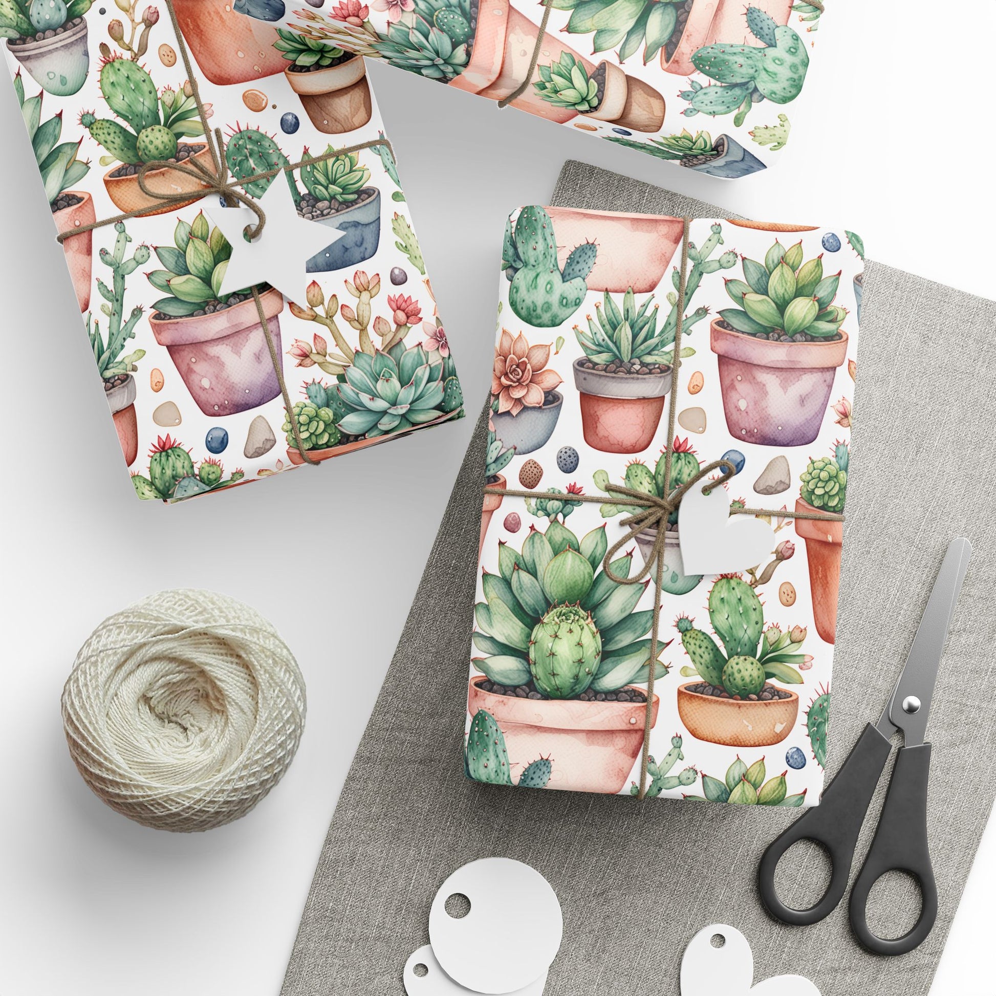 succulent gift wrap Gift Wrapping Papers with Adorable Succulents 30" x 36" / Matte