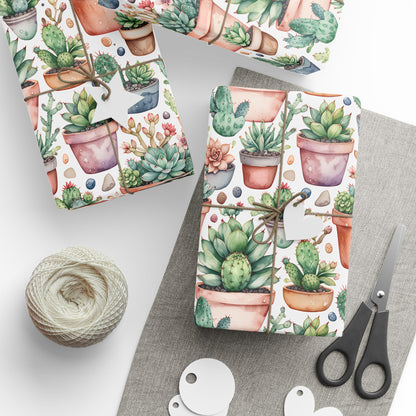 Gift Wrapping Papers with Adorable Succulents