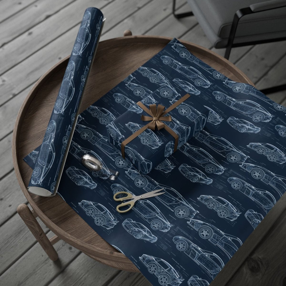 Car Blueprint Wrapping Paper