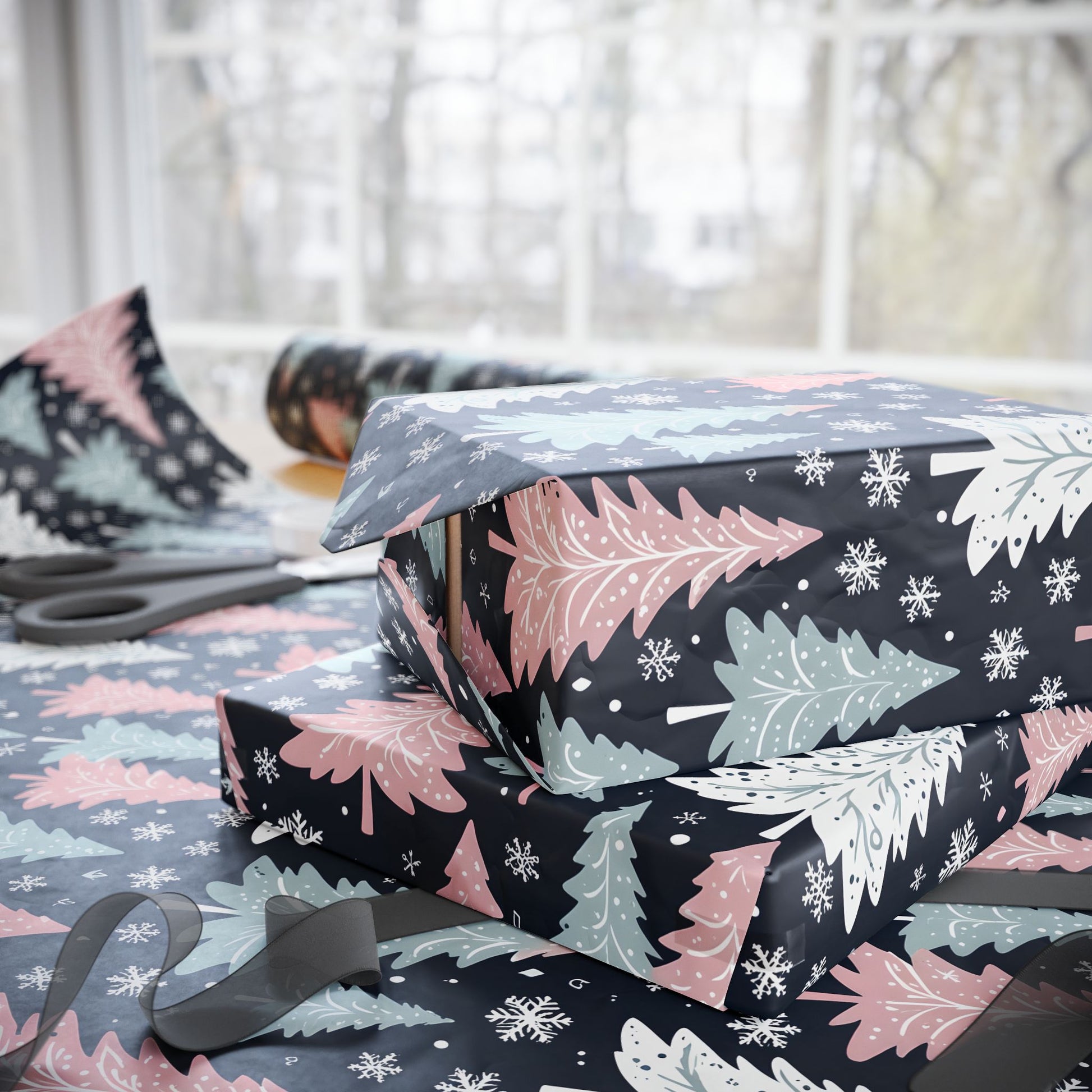 Pink, Blue & White Festive Wrapping Paper