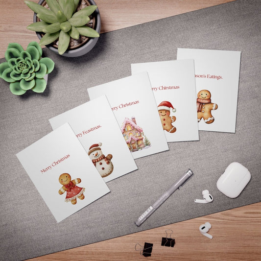 Funny Christmas (Food - Set 2) Greeting Card Pack | Set of 5 Holiday Cards | Cute & Cheeky Christmas Cards