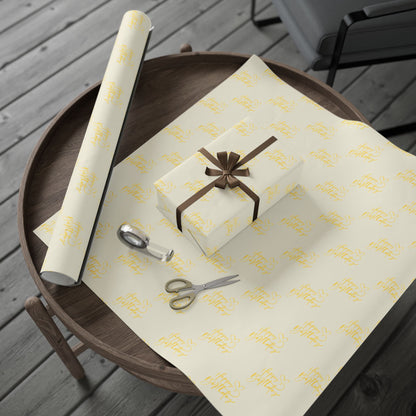 Elegant Yellow Happy Birthday Wrapping Paper