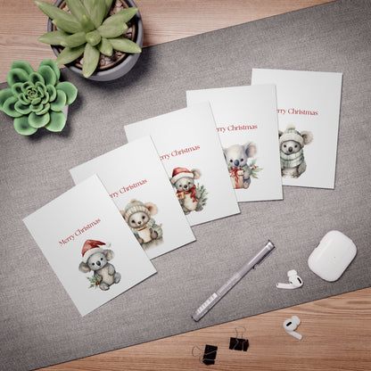 Cute Koala Christmas Cards| Merry Christmas Greeting Cards– 25 Pack | Blank Inside
