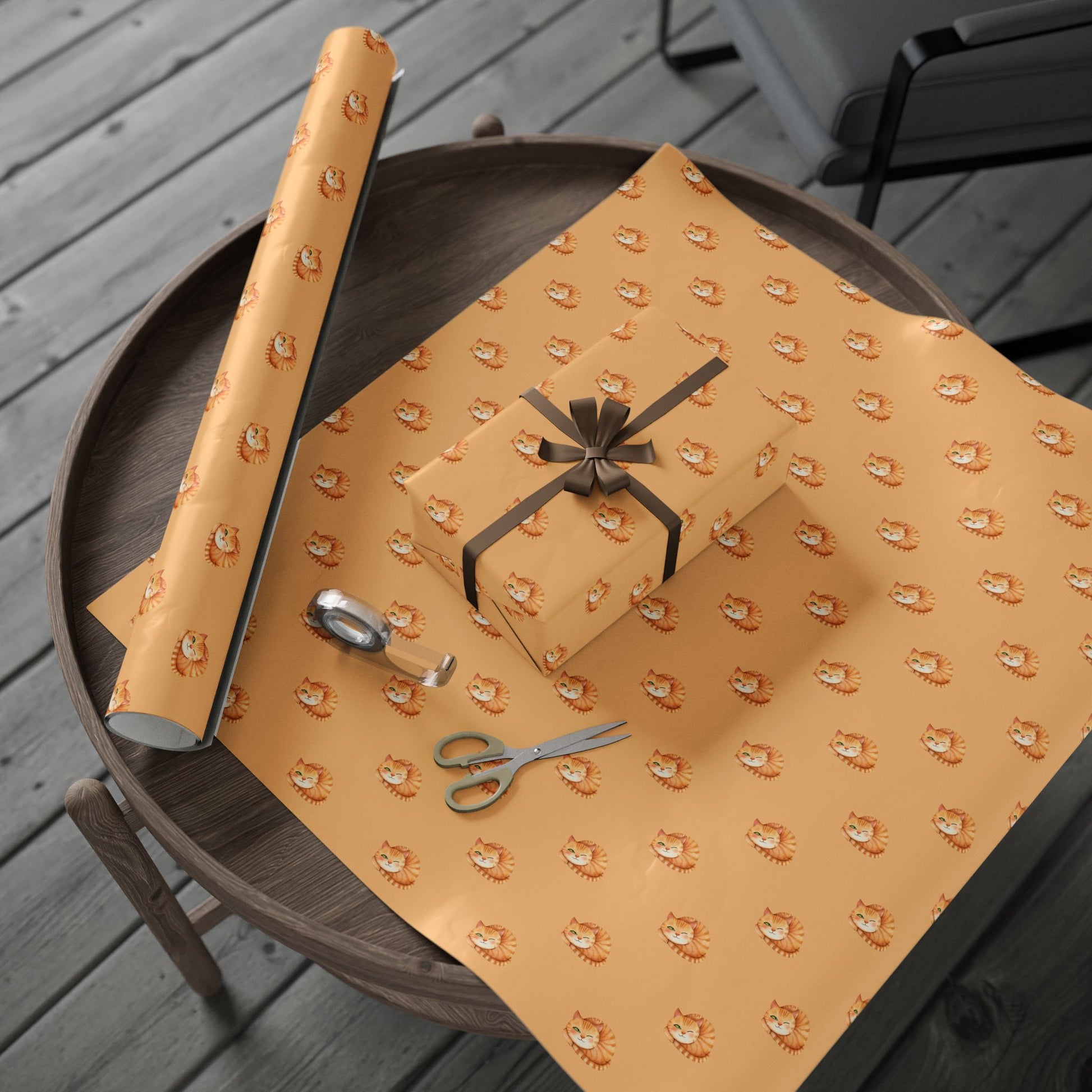 Sleepy Orange Cat Gift Wrap