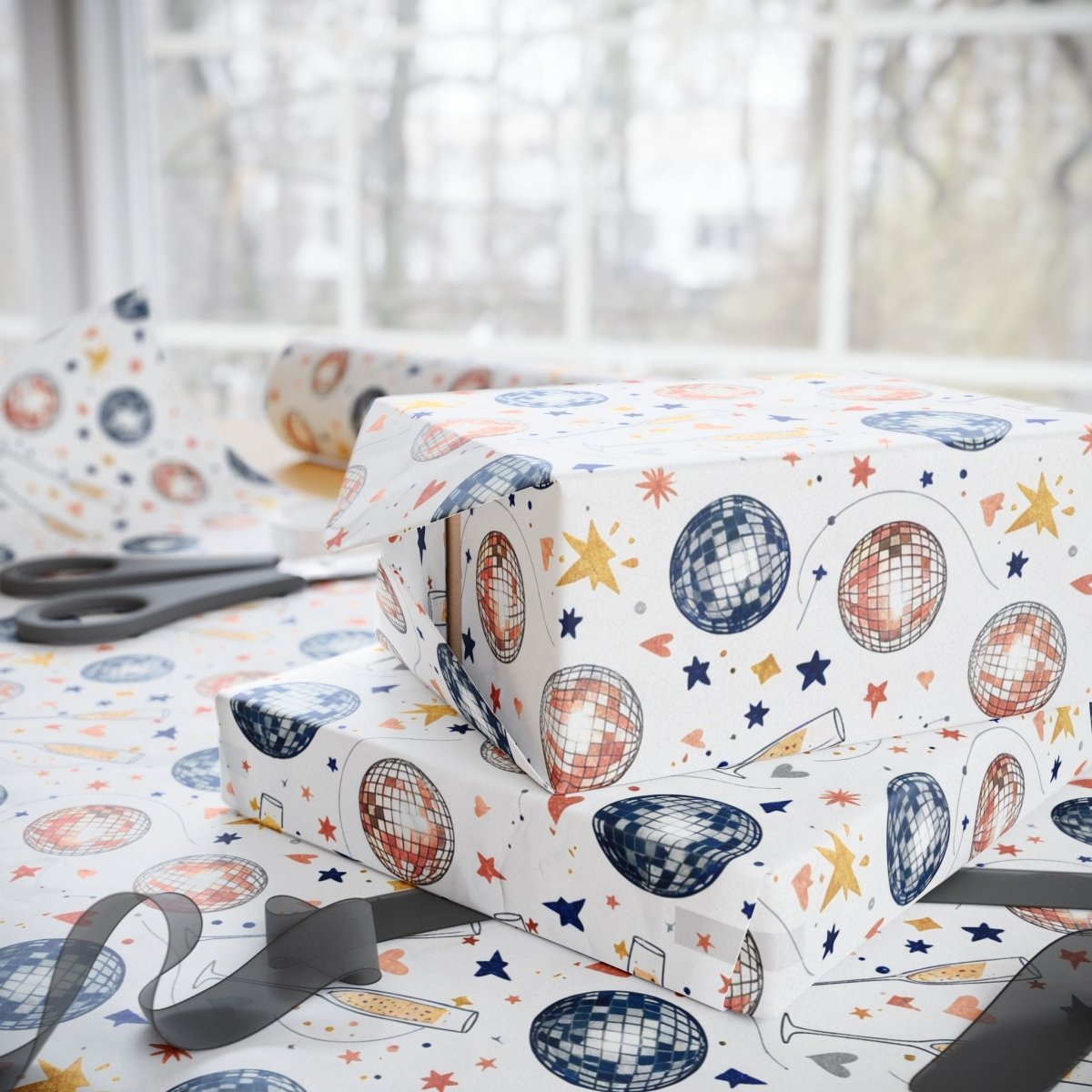 Disco Sips & Midnight Kisses – Martini & Disco Wrapping Paper
