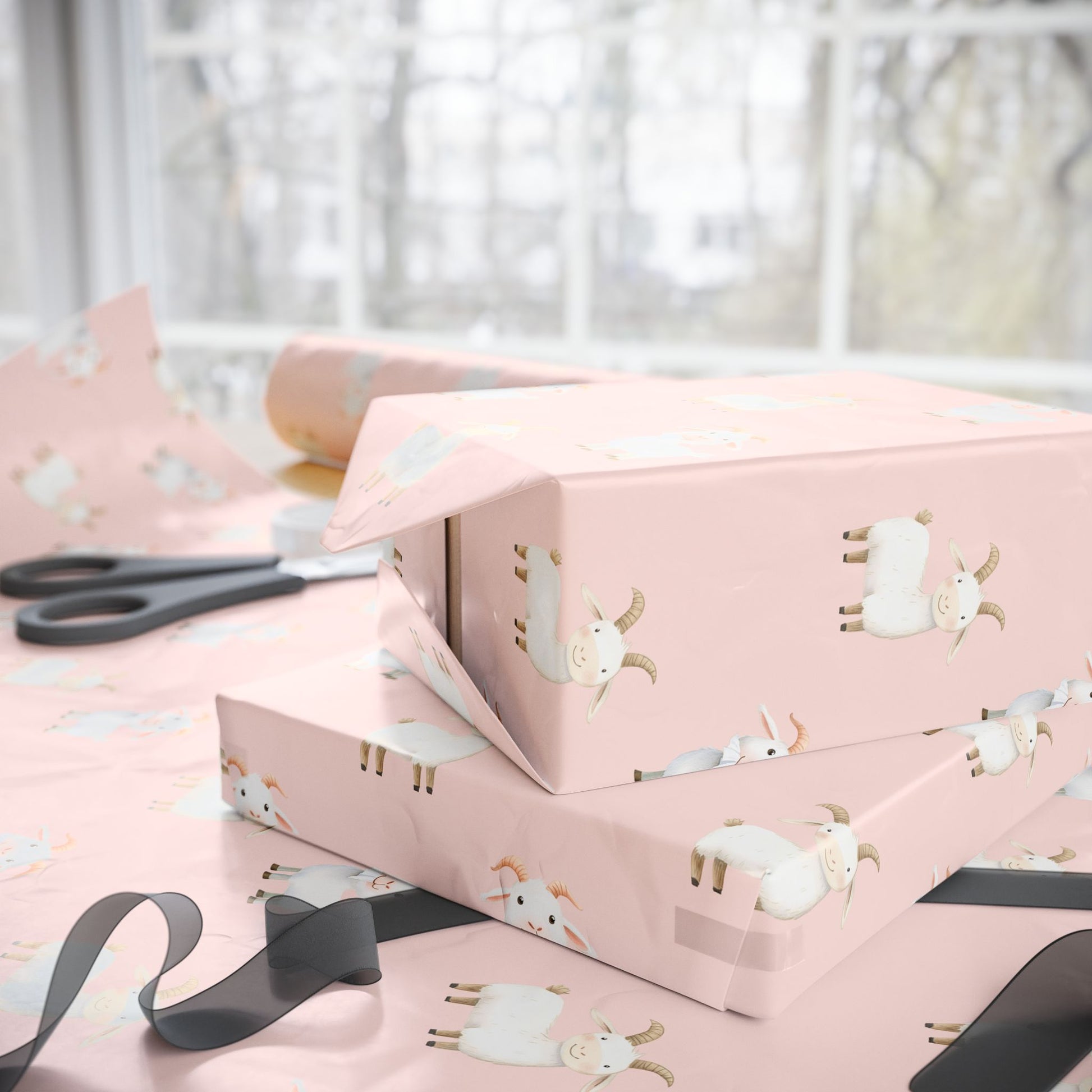 Pink Cute Goat Wrapping Paper