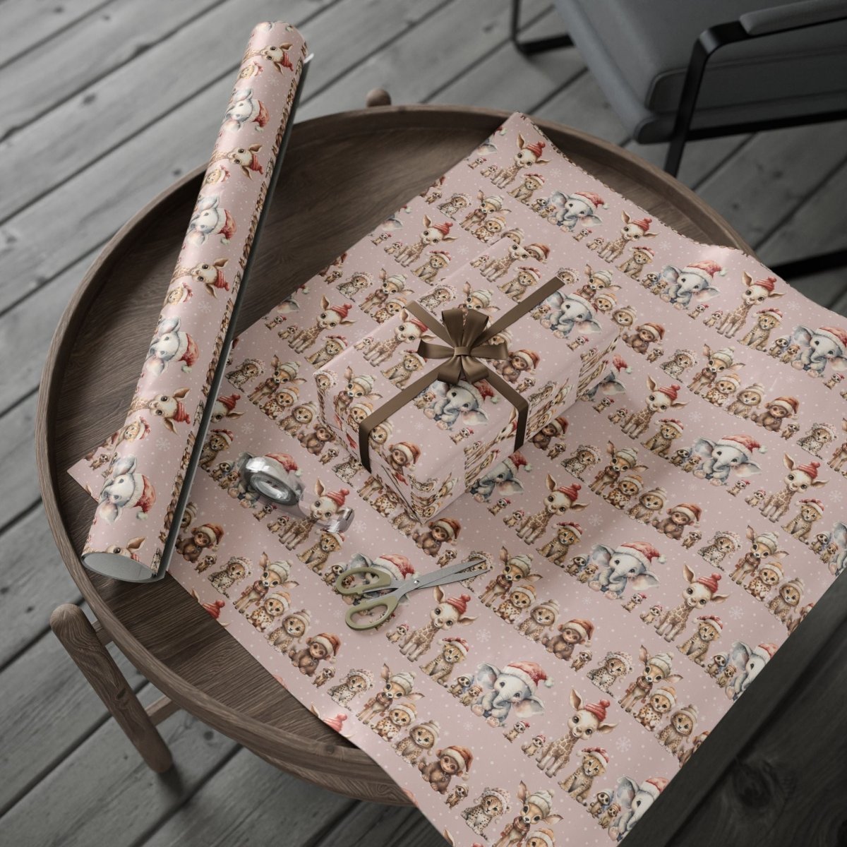 Cute Jungle Animals Winter Wear Gift Wrap