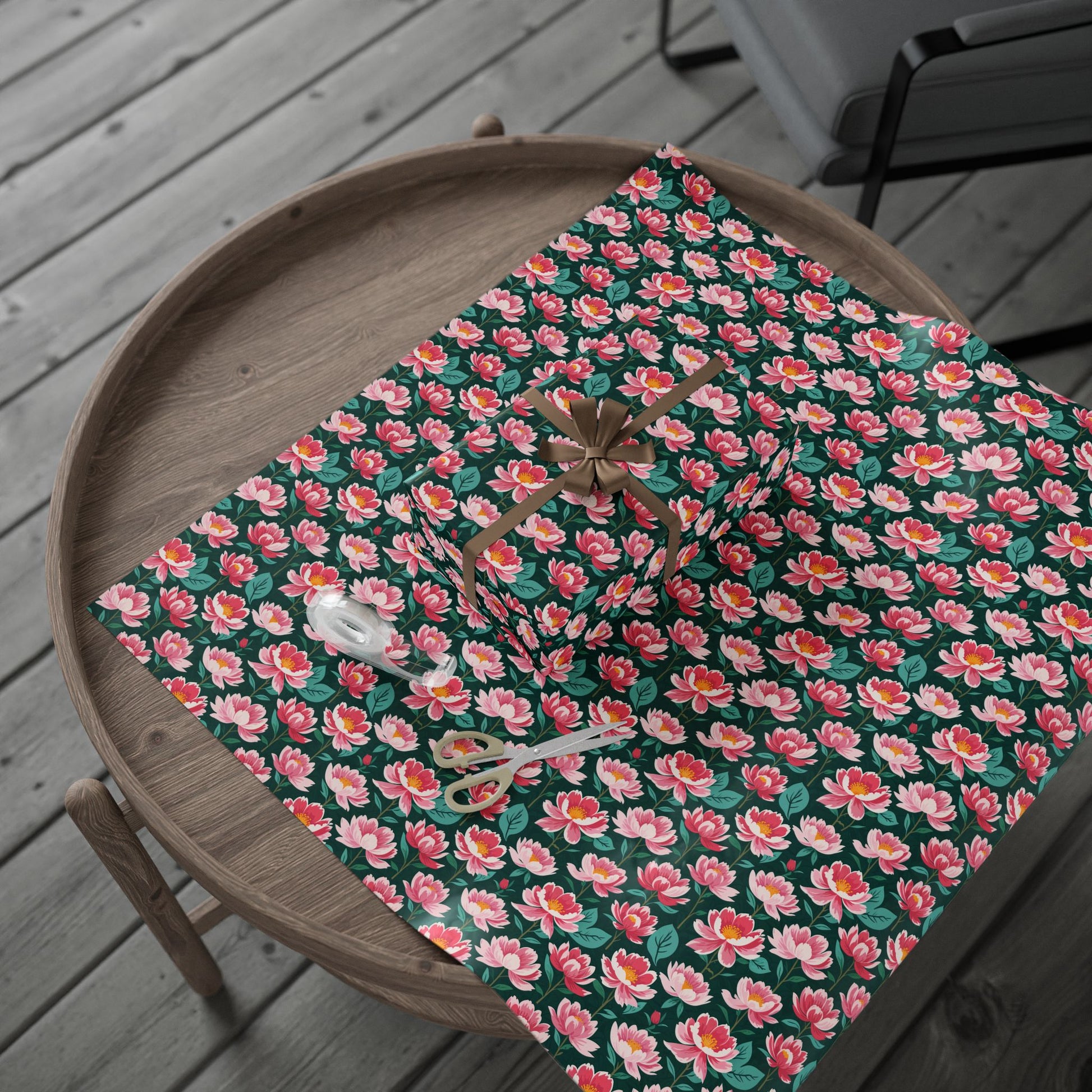 Pink & Green Floral Gift Wrapping Paper