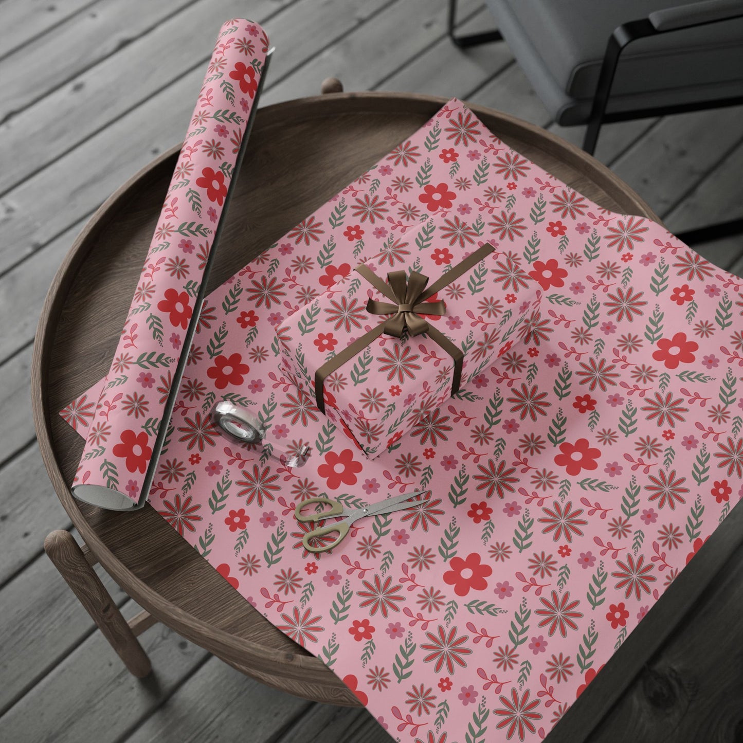 Pink Blossom Vintage Floral Wrapping Paper