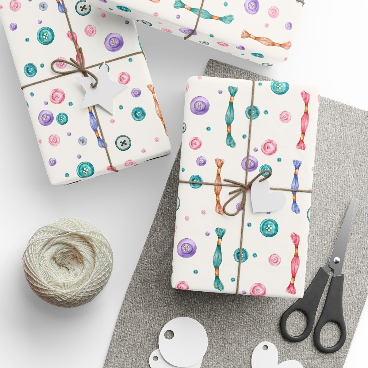 Sew Lovely – Buttons & Threads Wrapping Paper