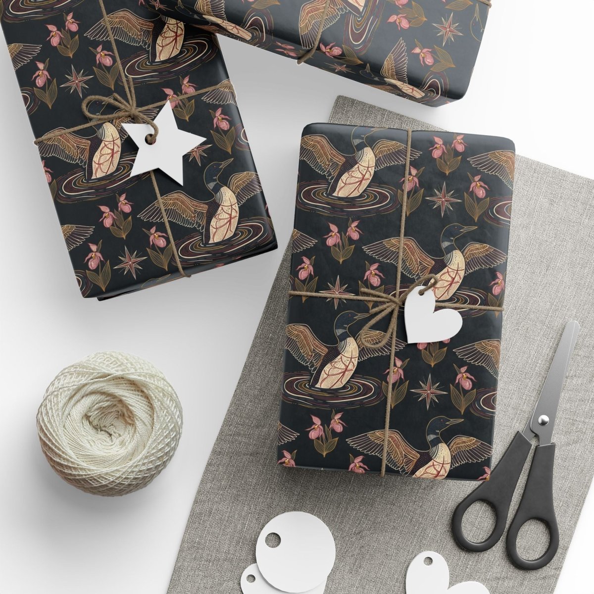 Loon, Lady Slippers and North Star Wrapping Paper