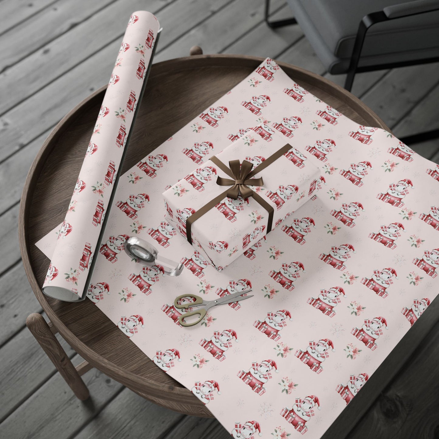 Santa’s Little Sparklecorn – Pink Unicorn Christmas Wrapping Paper