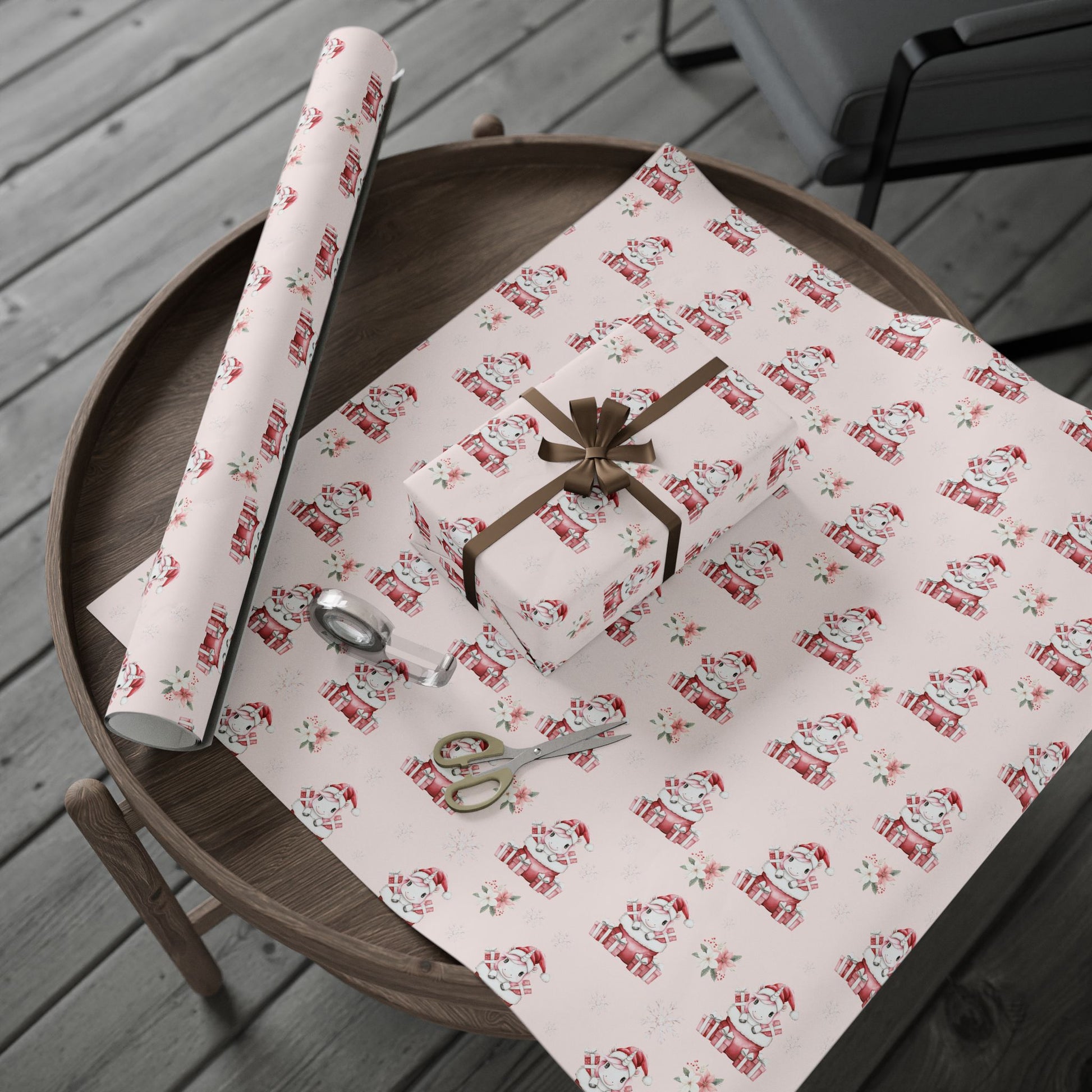 Santa’s Little Sparklecorn – Pink Unicorn Christmas Wrapping Paper