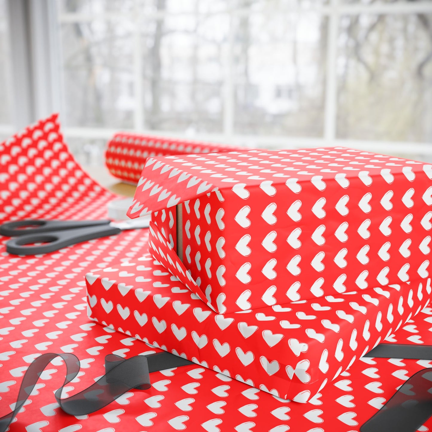 Red Love Hearts Wrapping Paper