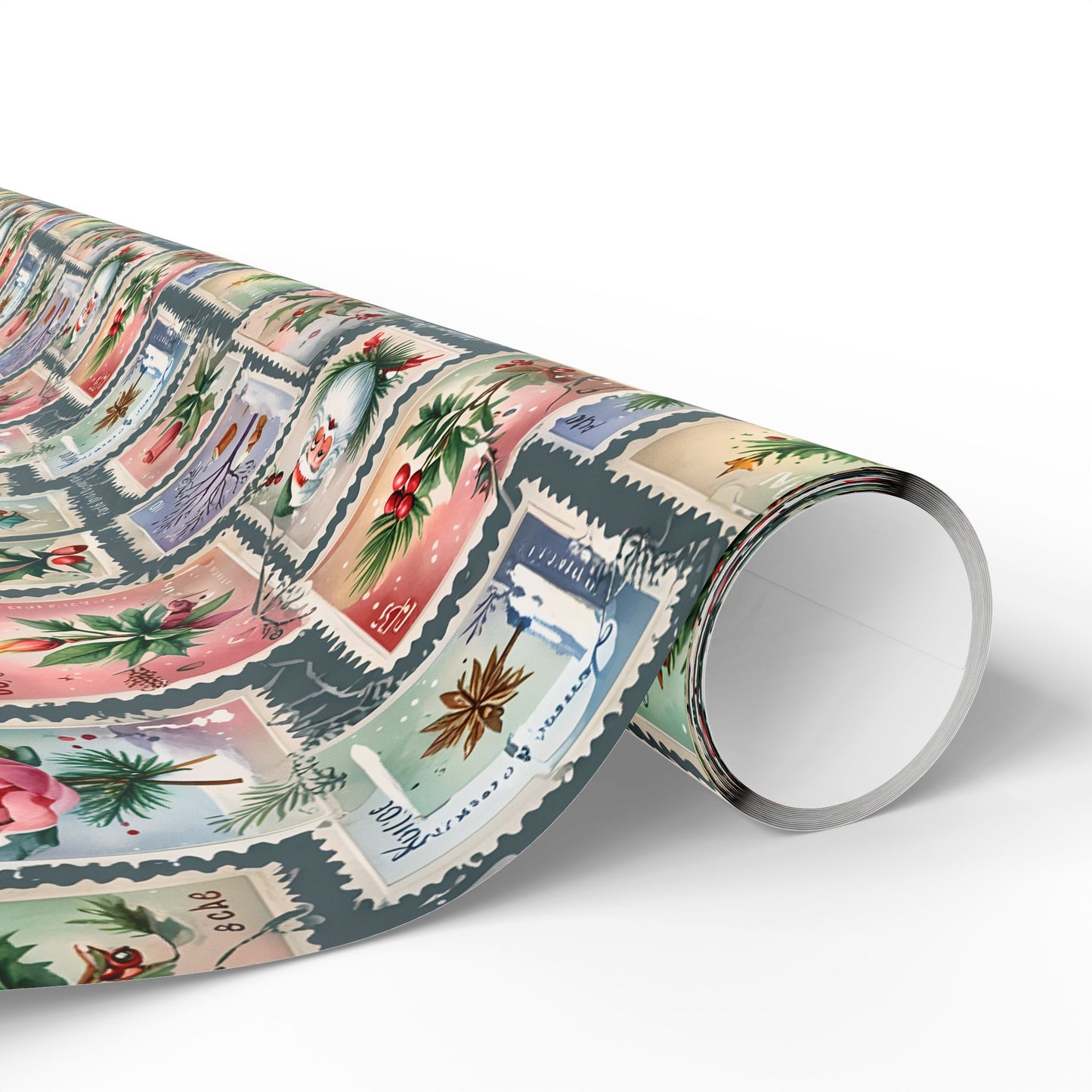 First - Class Festive – Vintage Holiday Stamps Wrapping Paper