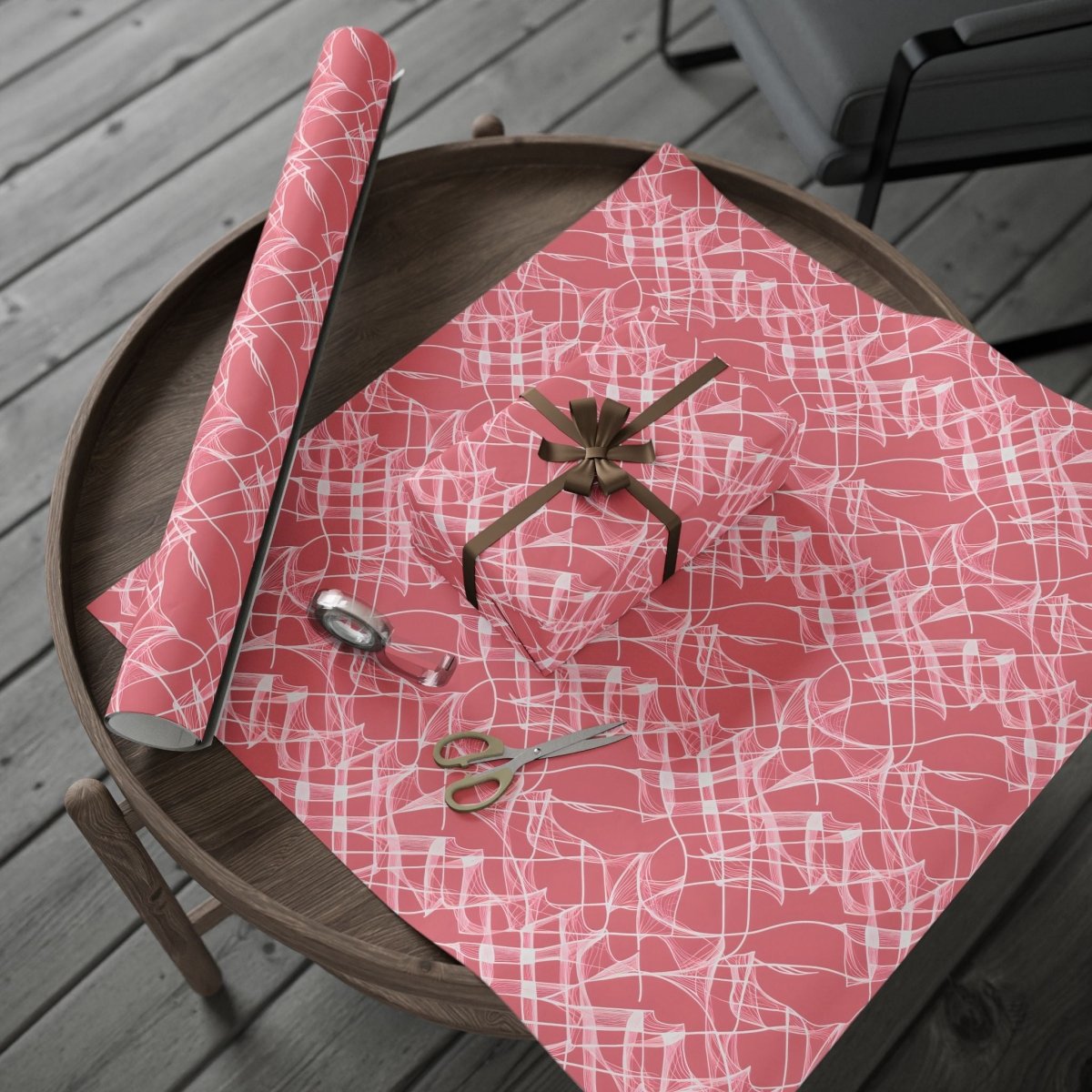 Dusty Pink and Whispy White Lines, Gift Wrap