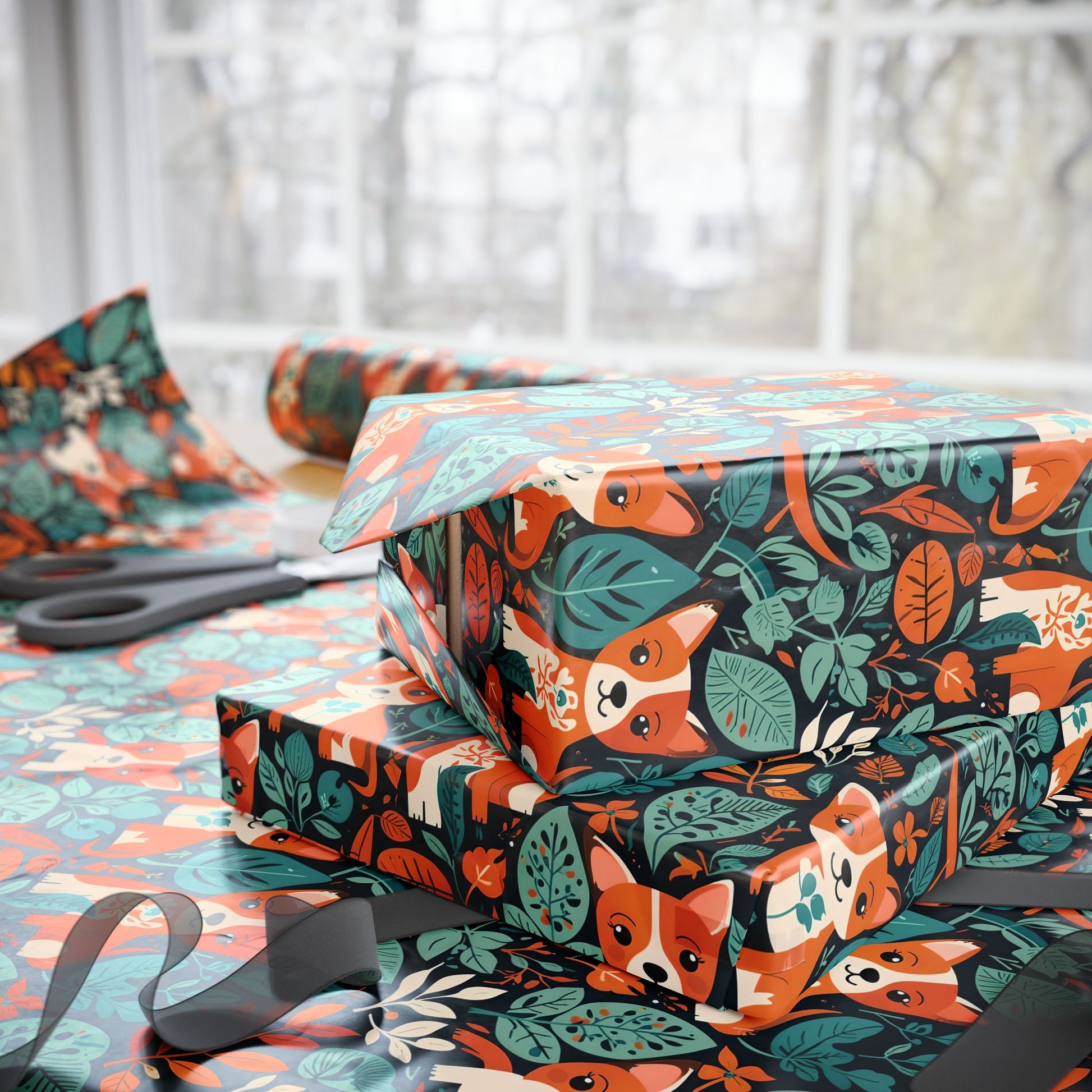 Bark in the Wild – Leafy Dog Wrapping Paper