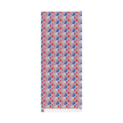 Red, White and Blue Floral Wrapping Paper