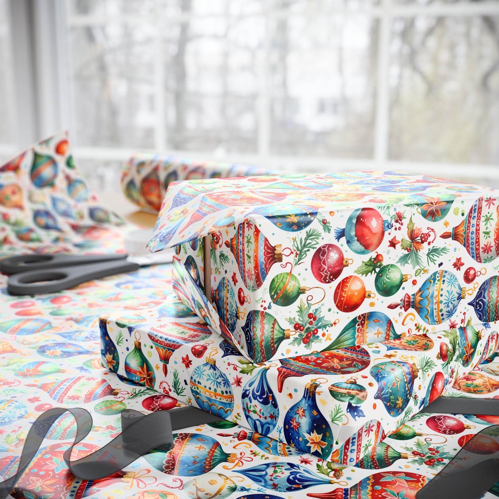 Shiny Things & Holiday Flings – Vintage Ornament Wrapping Paper That Slays