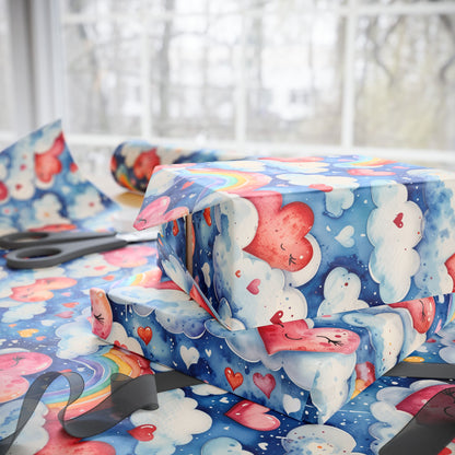 Colorful Heart & Rainbow Wrapping Paper