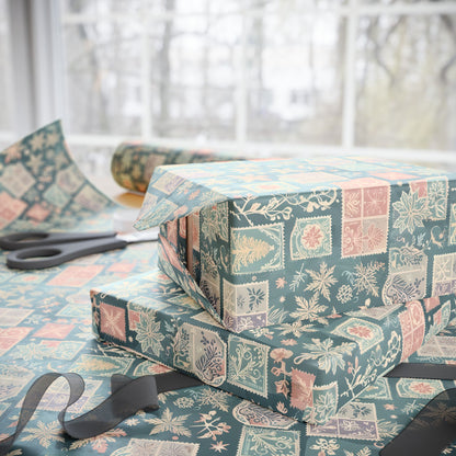Frosted Post – Vintage Winter Stamp Wrapping Paper