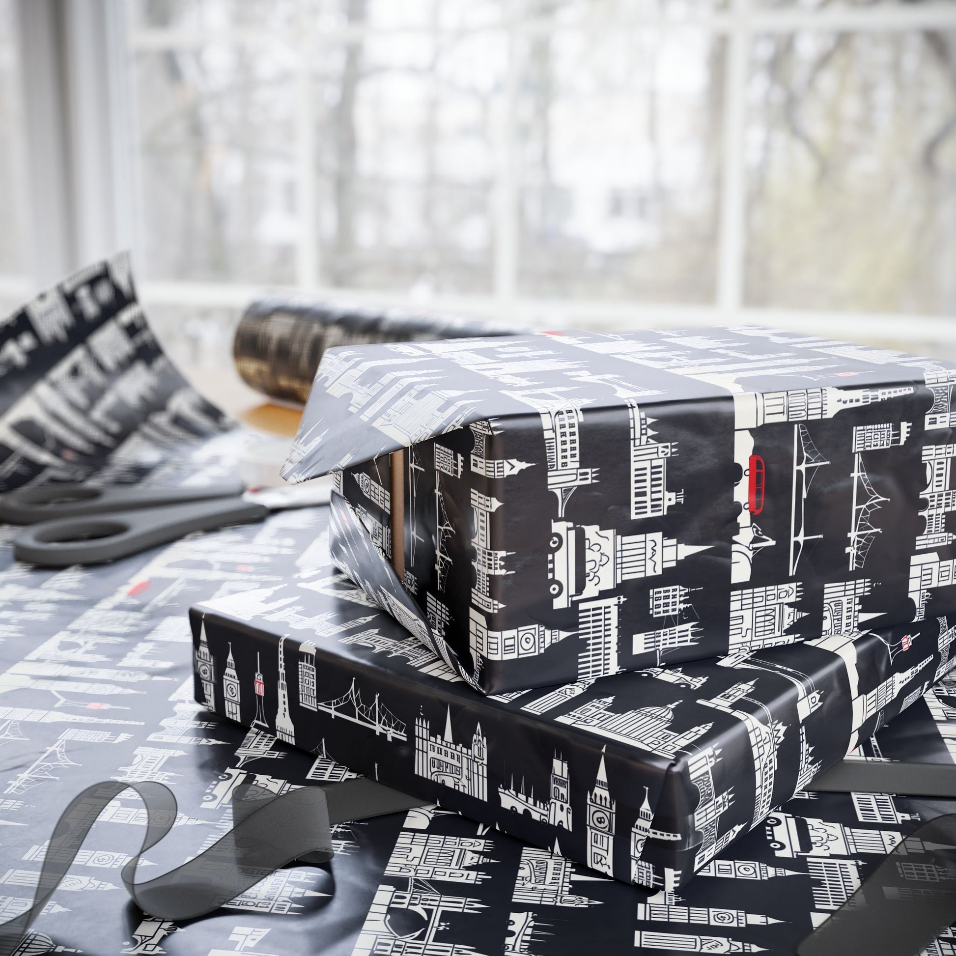 Cityscape Wrapping Paper – Elegant Gift Wrap for Holidays