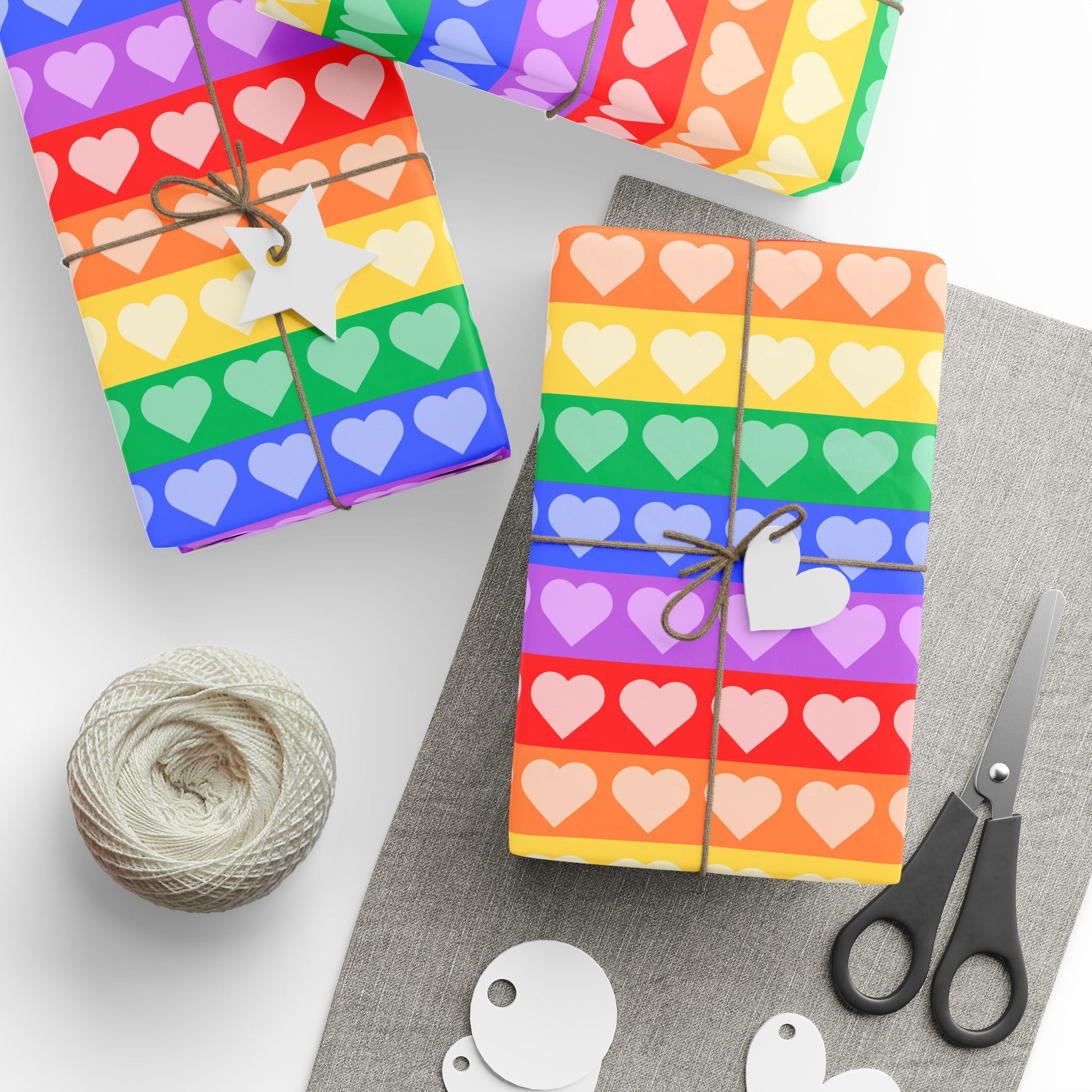 Vibrant Rainbow Heart Wrapping Paper