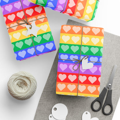 Vibrant Rainbow Heart Wrapping Paper