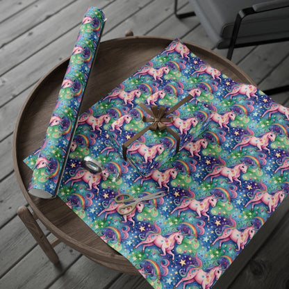 Magical Rainbow Stars & Sparkle Unicorn Wrapping Papers