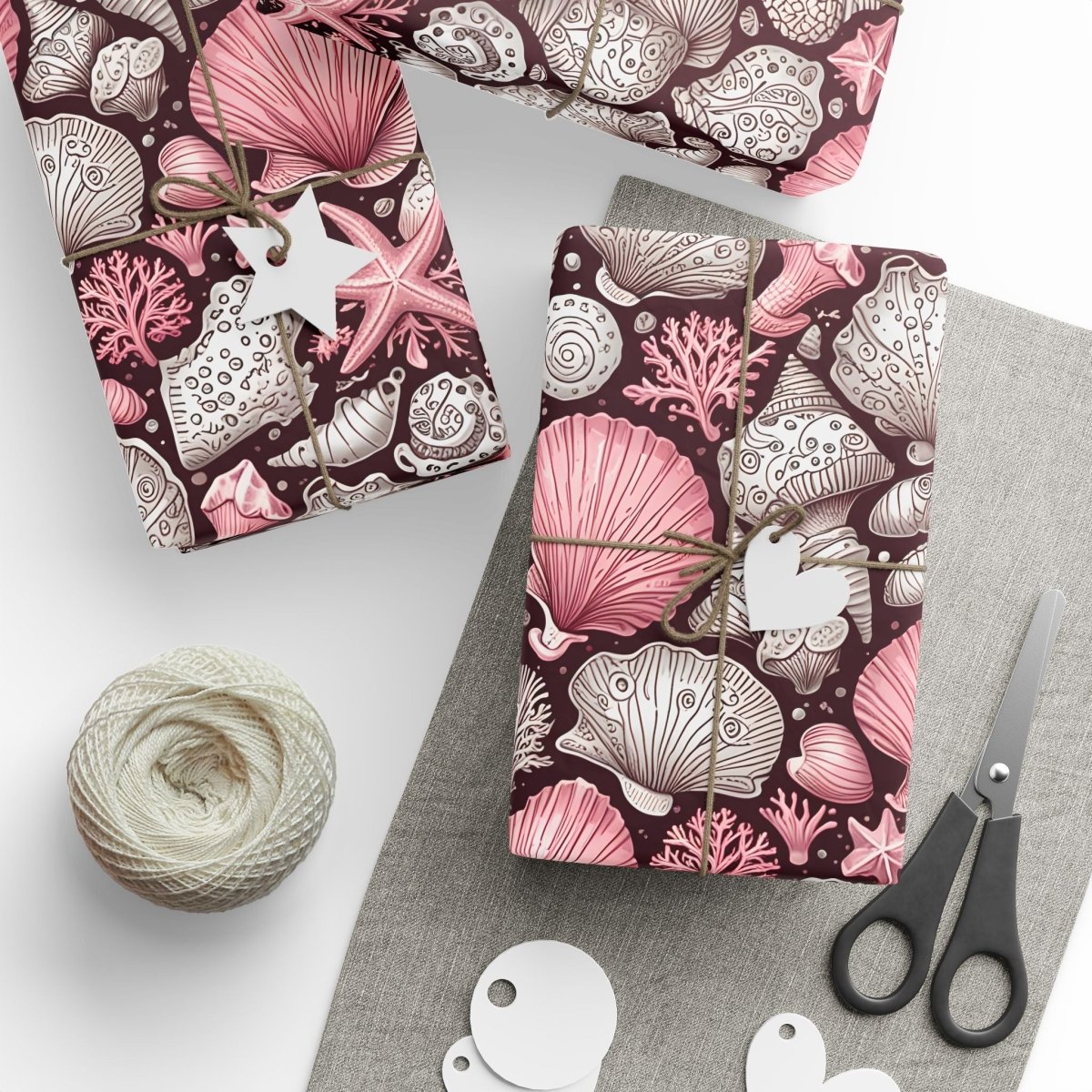 Pink Seashell Beach Theme Wrapping Paper