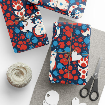 Retro Cat Design Wrapping Paper: Whisker Wonderland Gift Wrap