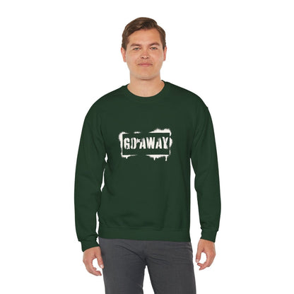 Crewneck Sweatshirt - 'Go Away' Stencil Graphic Cozy Pullover