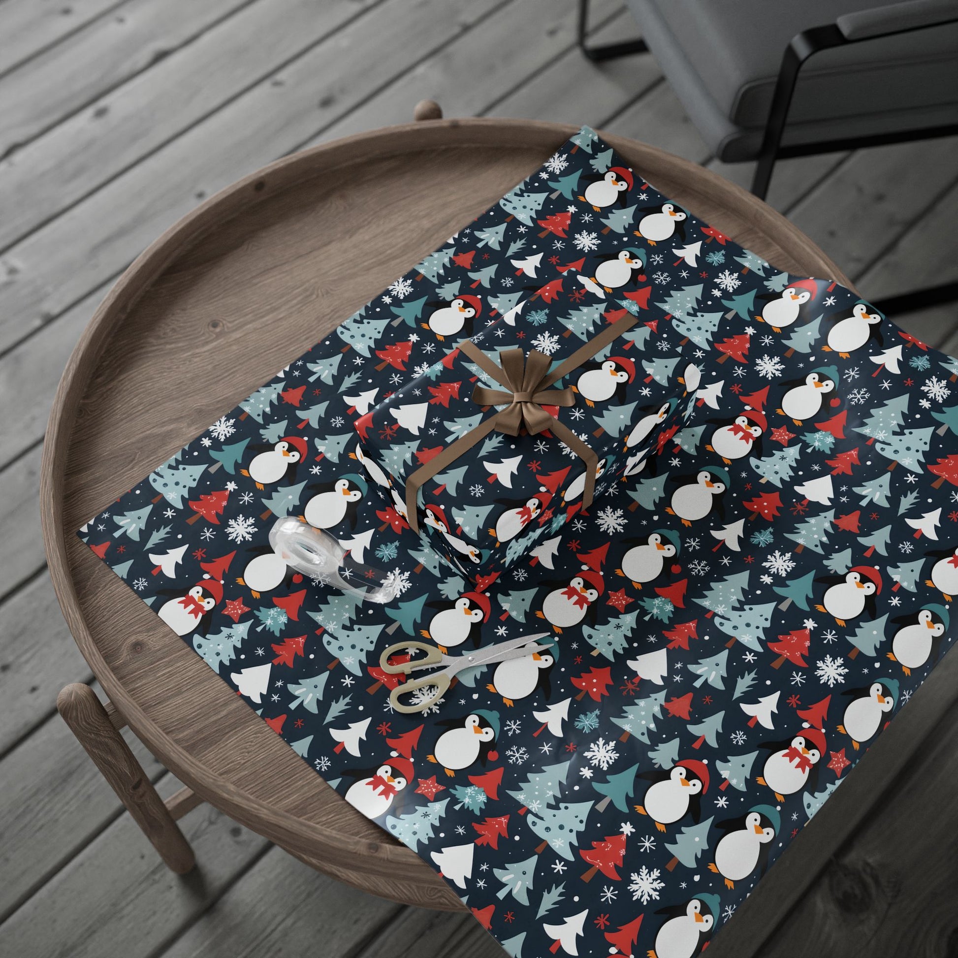 Tuxedos & Tinsel – Penguin Christmas Wrapping Paper