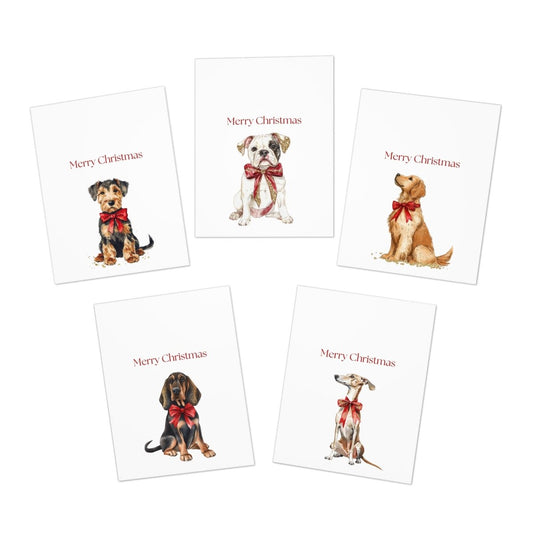 Dog Christmas Cards| Merry Christmas Greeting Cards – 25 Pack | 25 Unique Designs | Blank Inside