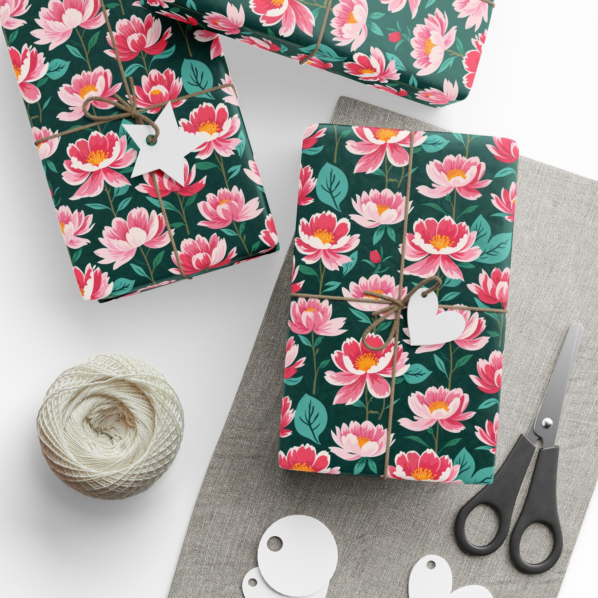 Pink & Green Floral Gift Wrapping Paper