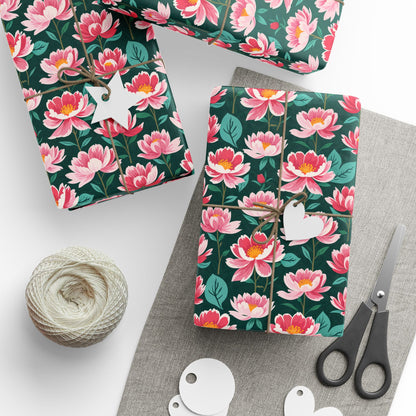 Pink & Green Floral Gift Wrapping Paper