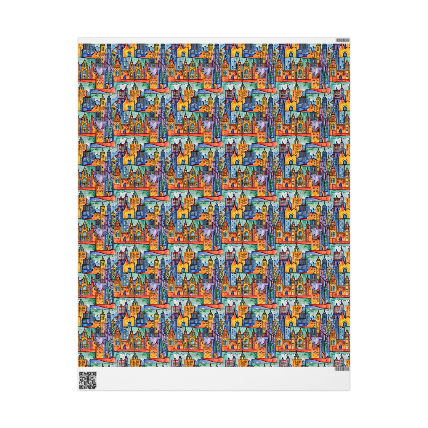 Vibrant Cityscape Wrapping Paper - Festive Gift Wrap